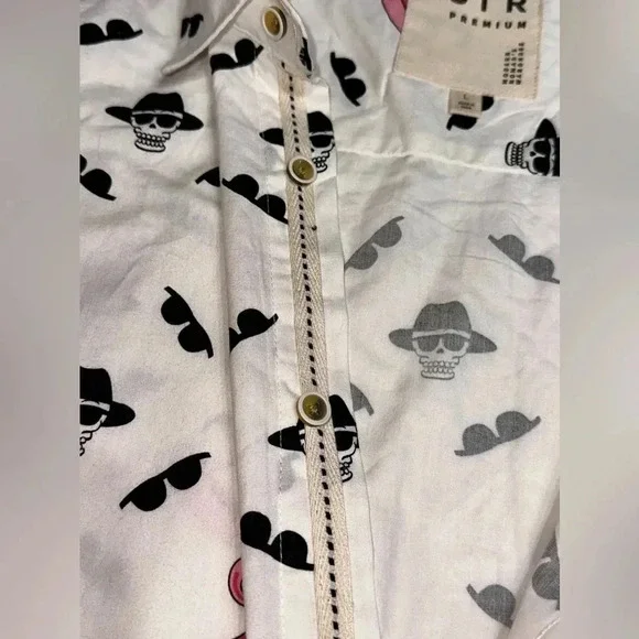 VSTR Men’s short sleeve button down Skulls Flamingos Shades graphics L - Picture 4 of 6